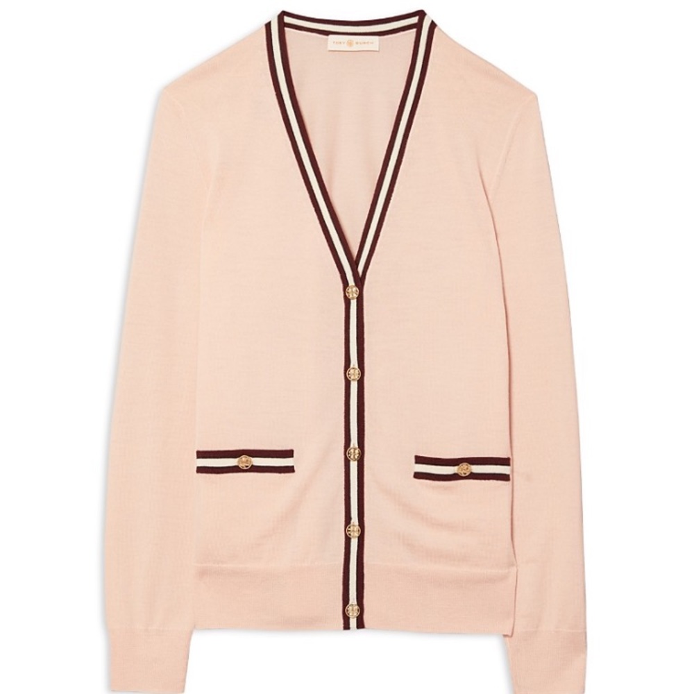 Tory Burch RARE color-block pink cardigan